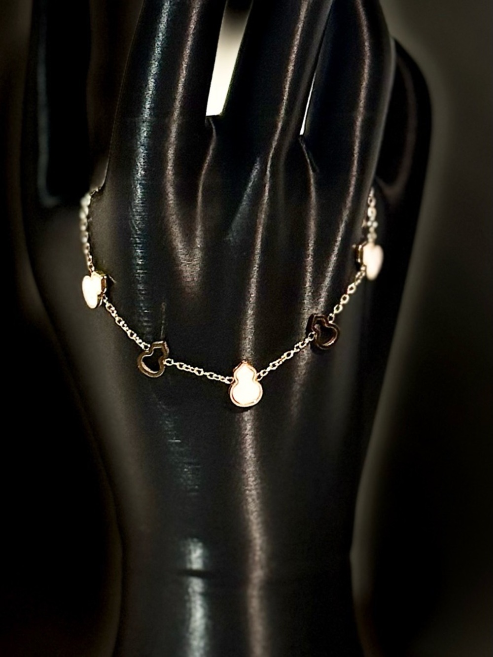 Delicate Gold Charm Bracelet - White Accents